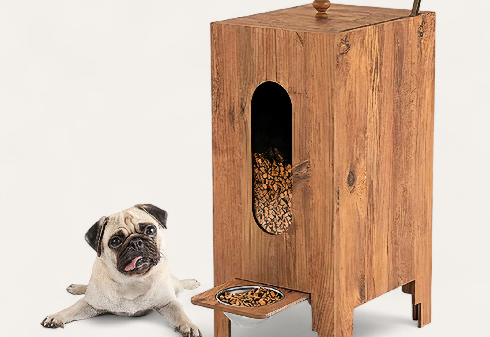 Nore – Distributeur de croquettes en bois close up